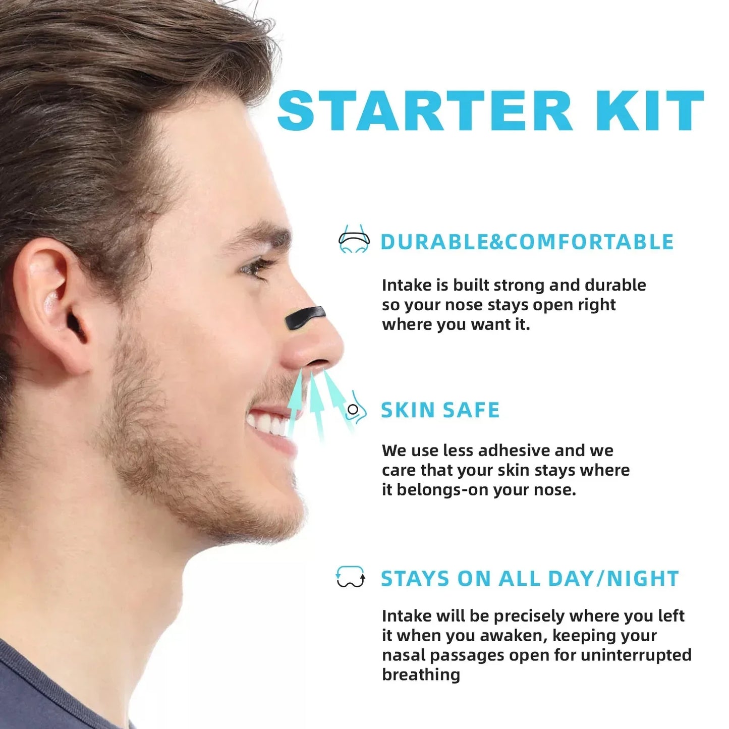 Magnetic Anti Snoring Nose Strips and Clips Nasal Dilators Kit for Improved Breathing and Better Sleep