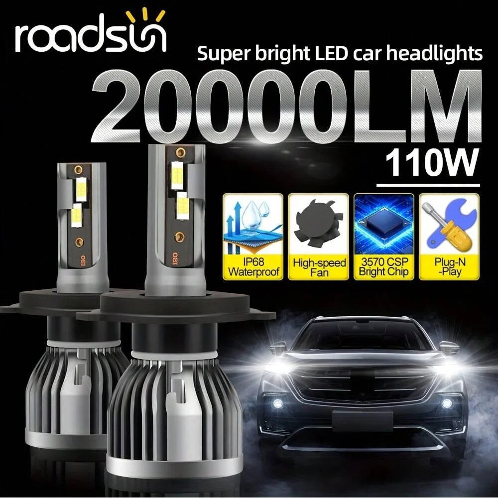 Ultra Bright 6500K LED Car Headlight Bulbs 12V/24V 28000LM High Low Beam Conversion Kit