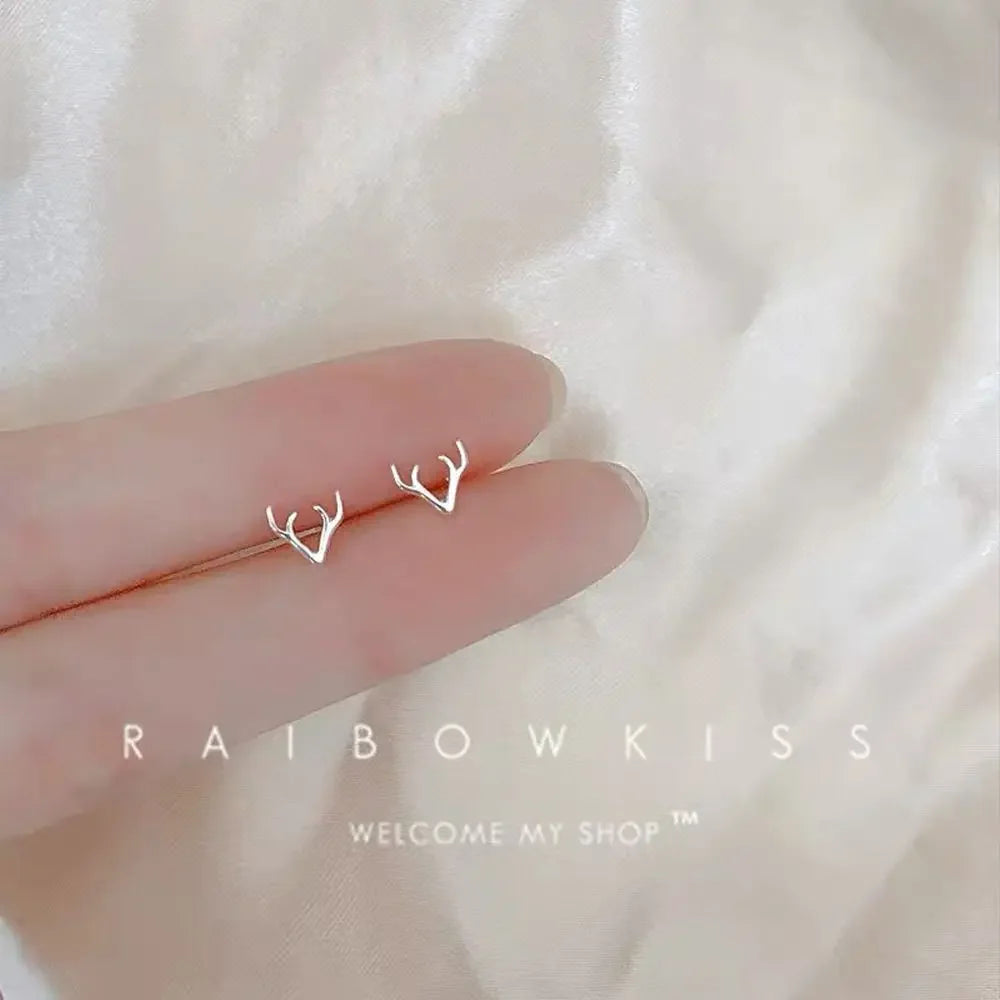 925 Silver Mini Stud Earrings for Women Heart Star Butterfly Dinosaur Design