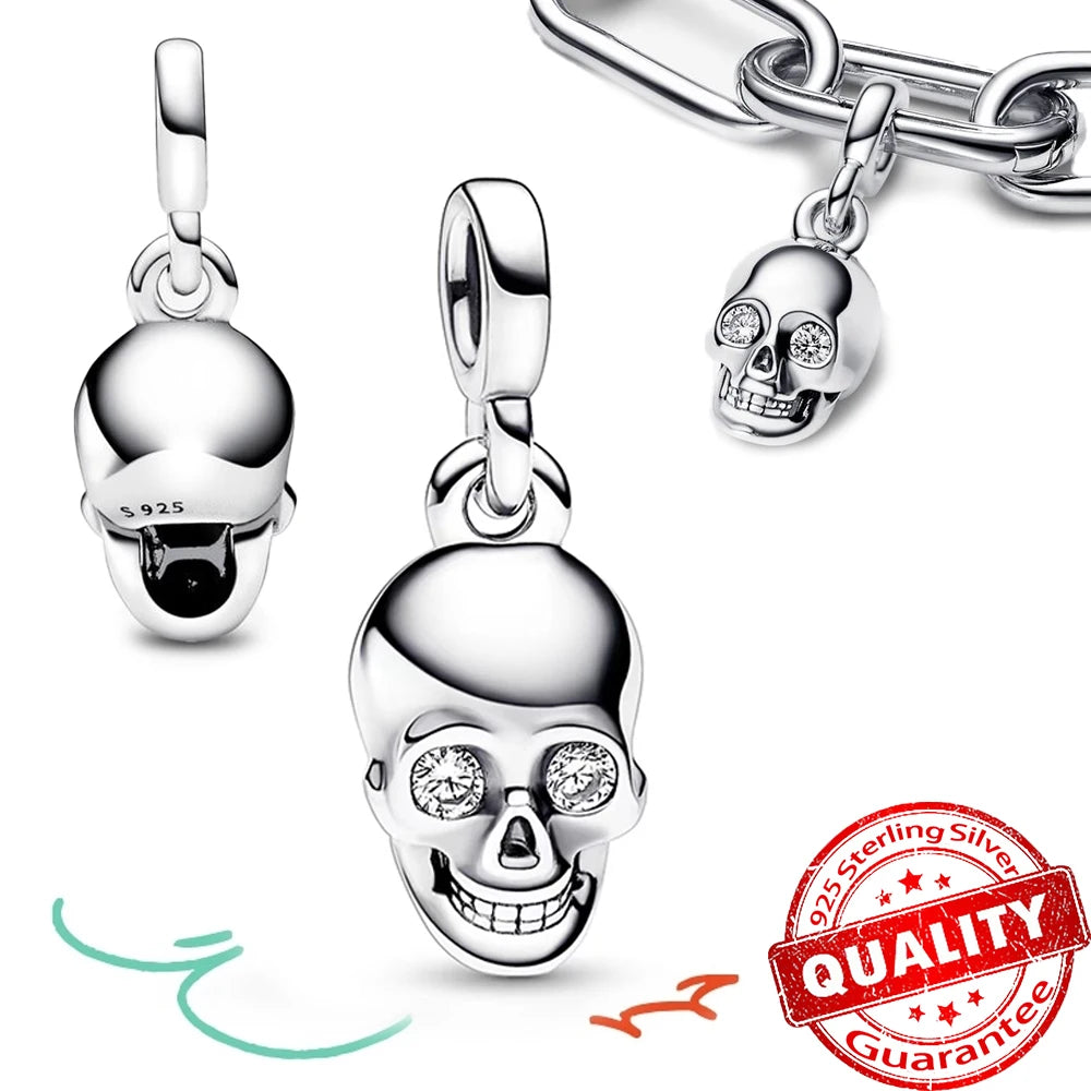 Elegant 925 Sterling Silver Pearl Heart Key Pendant for Bracelets and Necklaces FCC227