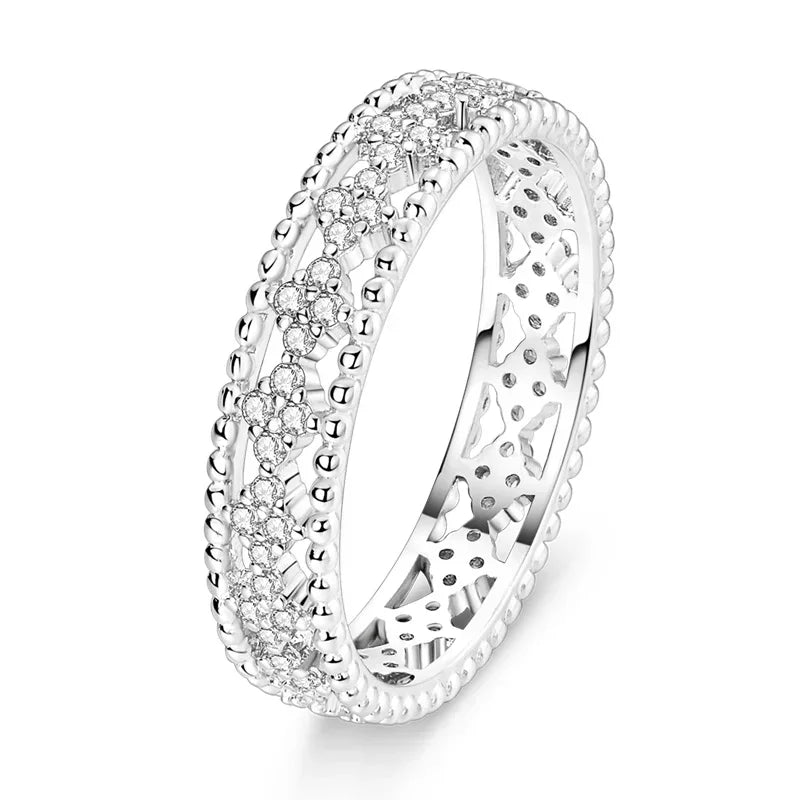 925 Silver Bow Ring with Zircon Bee Design for Women Mothers Day Gift Classic Fashion Jewelry Anniversary Birthday DIY Present for Mom