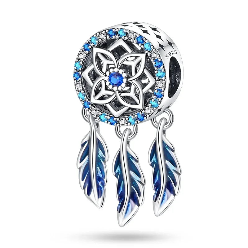 925 Sterling Silver Colorful Dreamcatcher and Hot Air Balloon Charms for DIY Necklace and Bracelet Jewelry