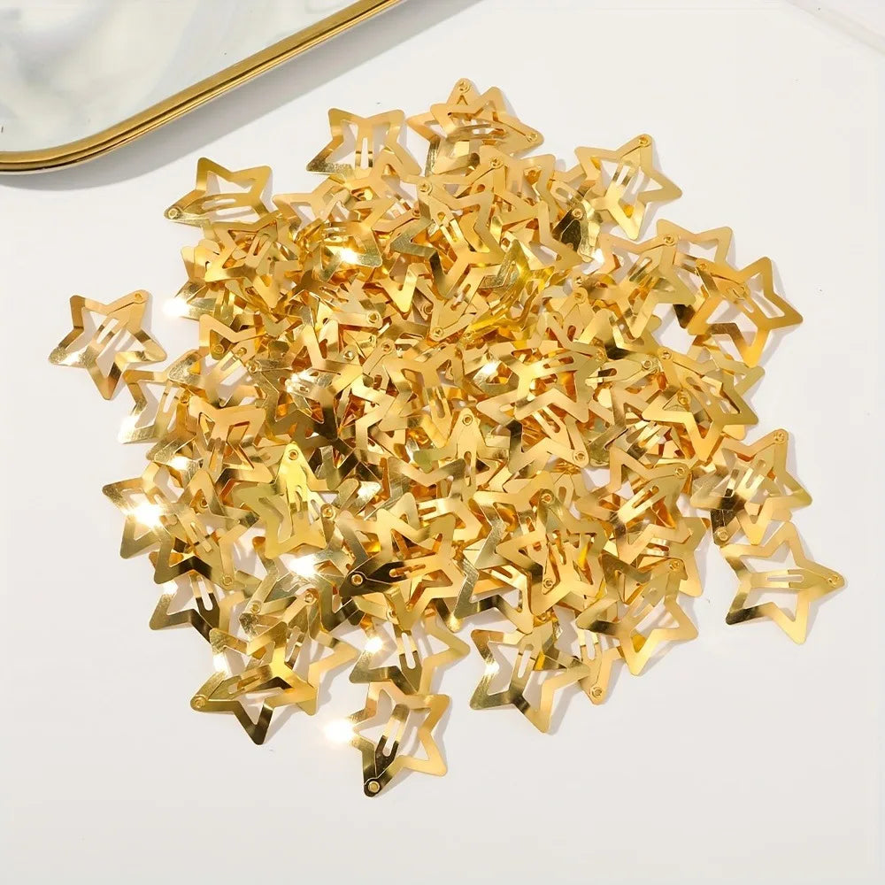 Starry Fashion Hair Clips Set for Girls - Elegant Filigree Metal Snap Barrettes