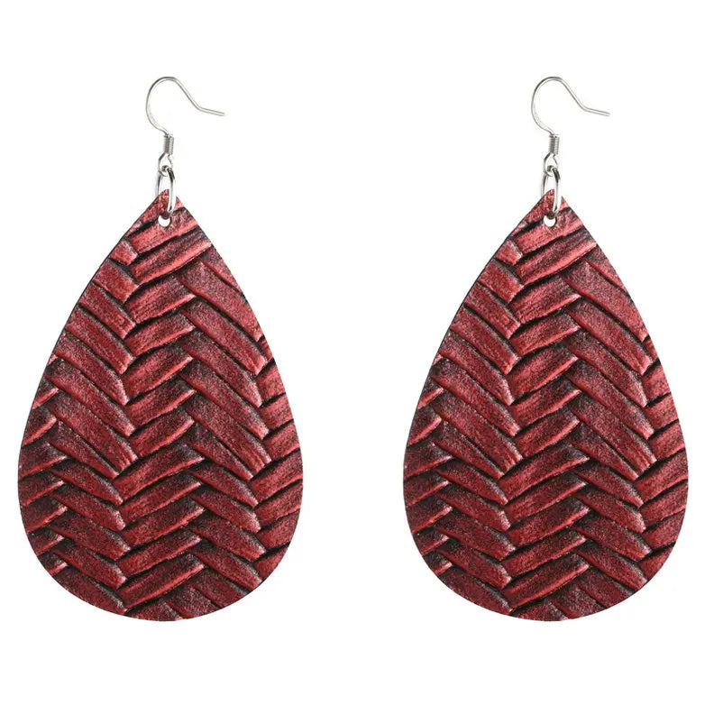 Elegant Faux Leather Teardrop Earrings for Women Lightweight Dangle Fashion Jewelry
