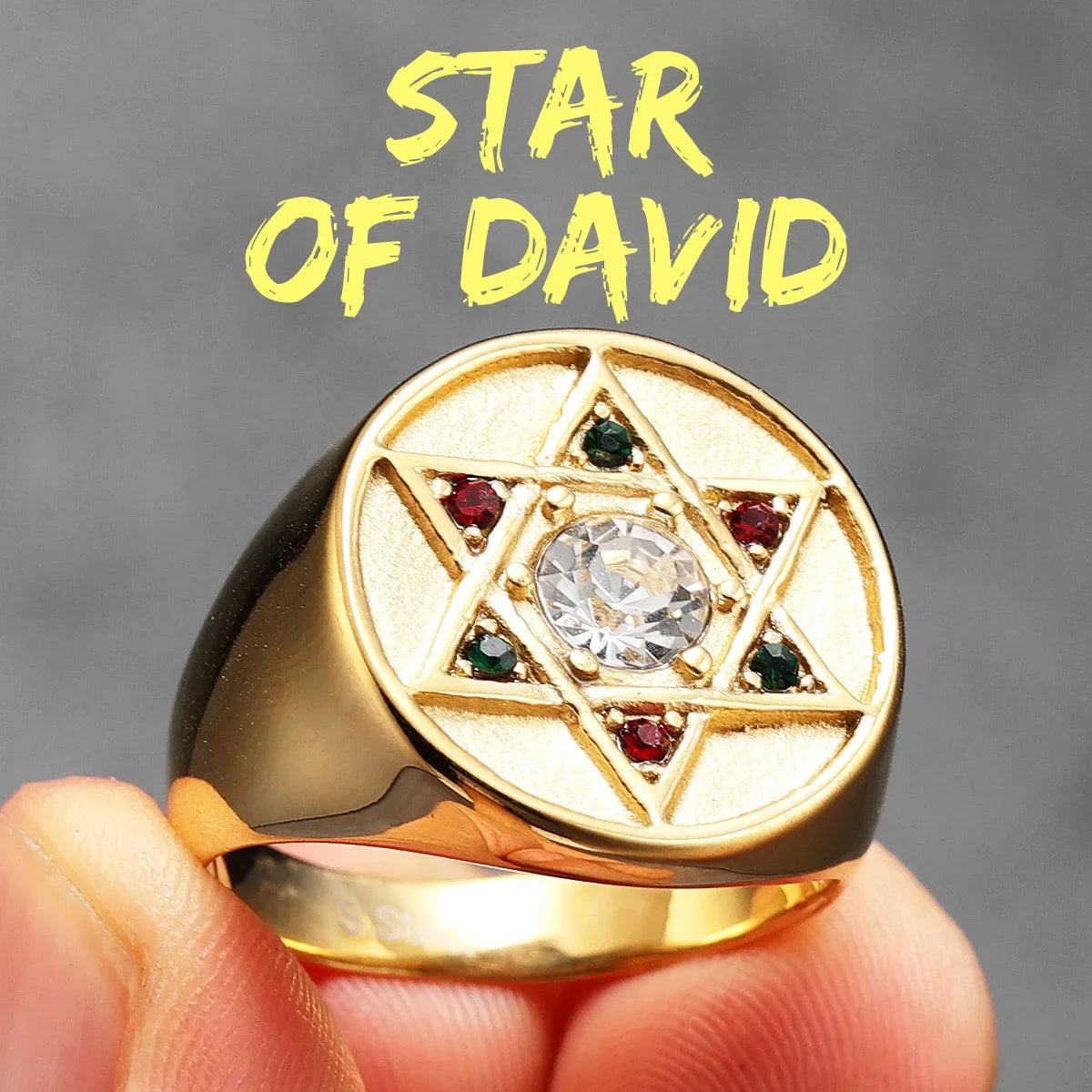 Solomon Star of David Stainless Steel Punk Rings for Men and Women Fashion Accessories