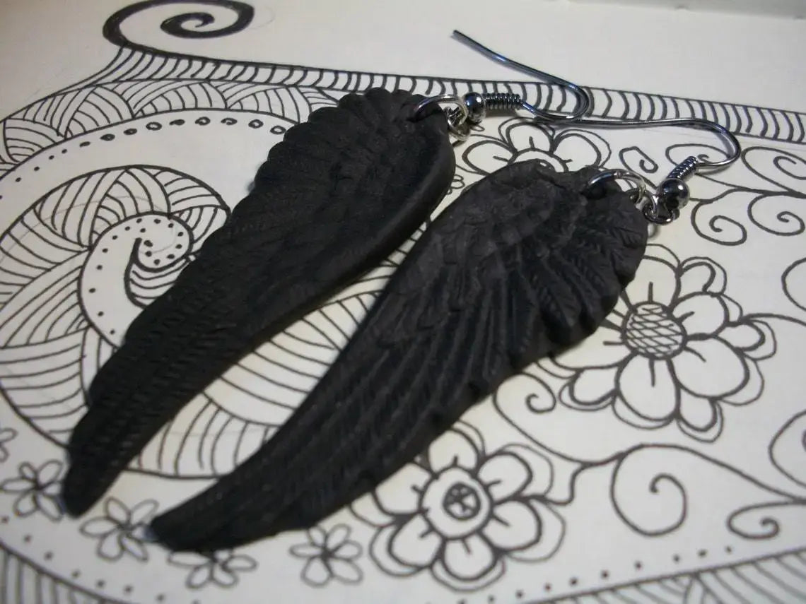 Gothic Black Wings Charm Earrings for Women and Girls Trendy