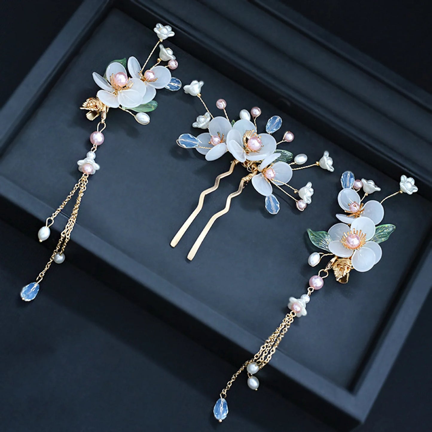 Vintage Chinese Hanfu Hair Accessories Set for Bridal Elegance
