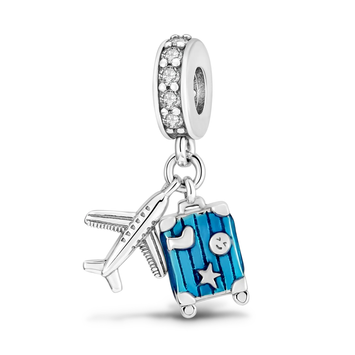 925 Silver Paris Plane Travel Charms for Bracelet Jewelry KTC077