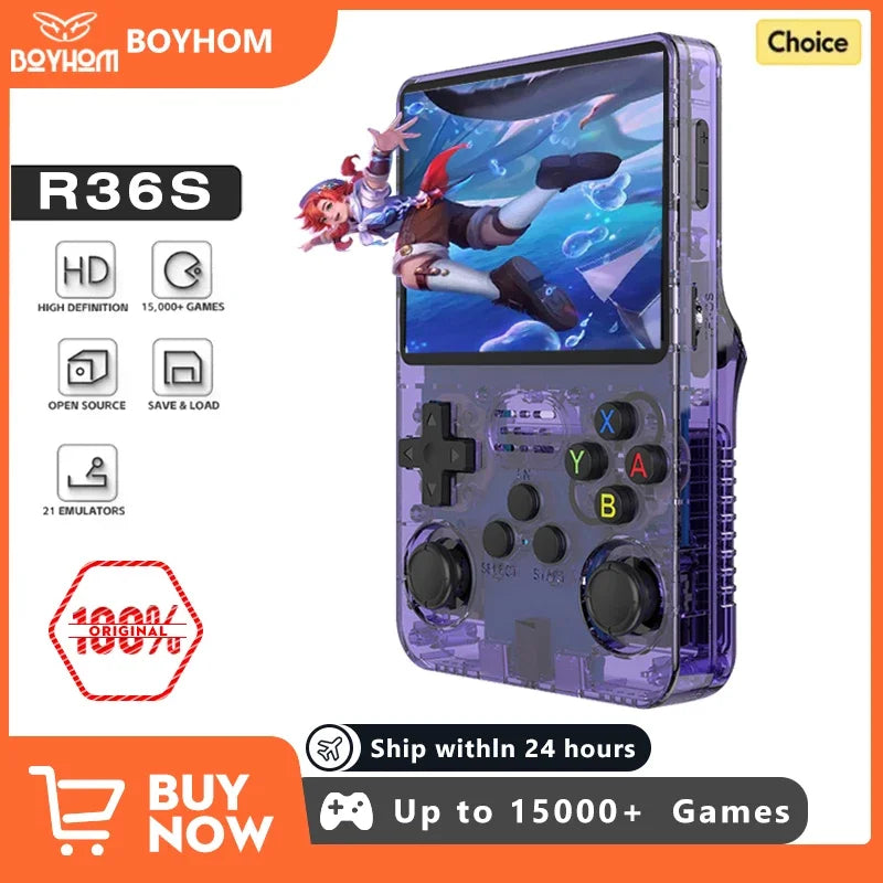 128GB Open Source R36S Retro Handheld Game Console Linux 3.5 Inch IPS Pocket Portable Player With 15000 Preloaded Games