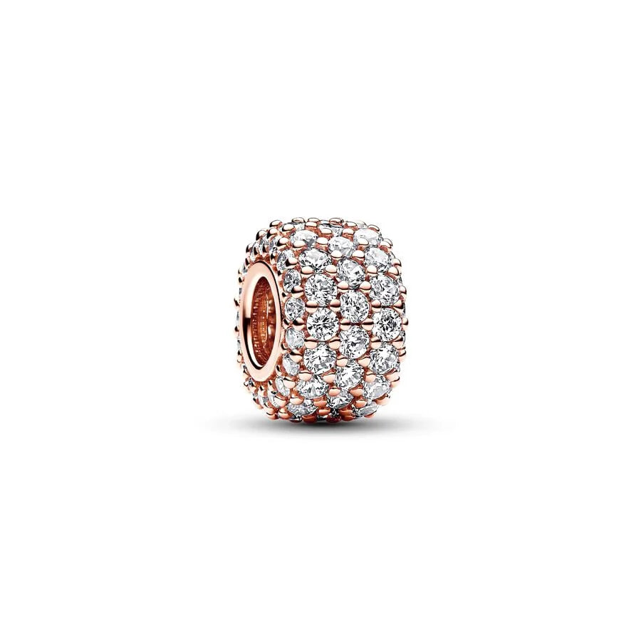 Sparkling Rose Gold Family Tree & Flower Charm Bead for European Silver Bracelet YY1943