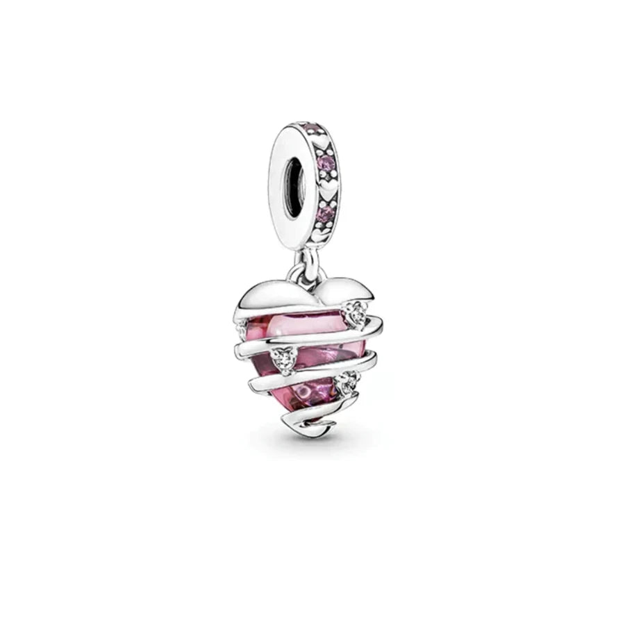 Hot Pink Murano Glass Charm Bead For 925 Bracelet Pendant