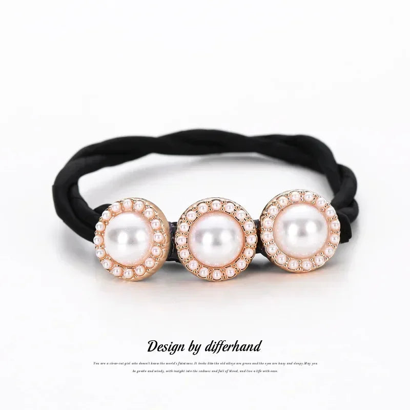 Elegant Pearl Flower Bun Maker Korean Lazy Hair Curlers for Effortless Styling