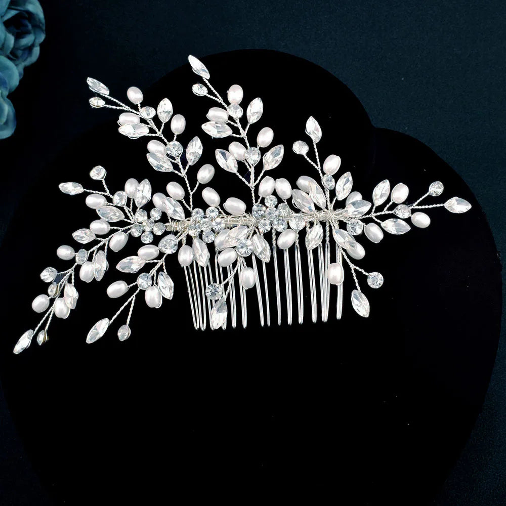 Elegant Crystal Bridal Hair Comb Silver Gold Wedding Headpiece for Women