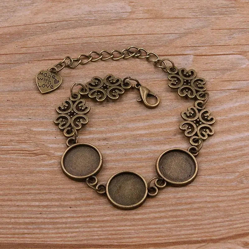 1Pc Metal Zinc Alloy Round Bracelet Findings in 2 Colors and 15 Styles 9-Antique bronze 12mm