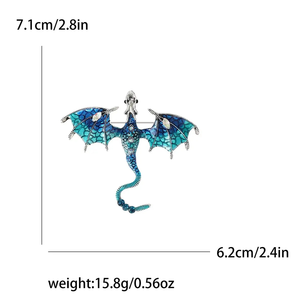 Enamel Dragon Pins for Women Rhinestone Brooch Jewelry Blue3539
