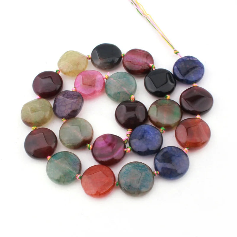 Natural Multicolor Cracked Agate Faceted Stone Beads for DIY Necklaces and Bracelets 15 Inches
