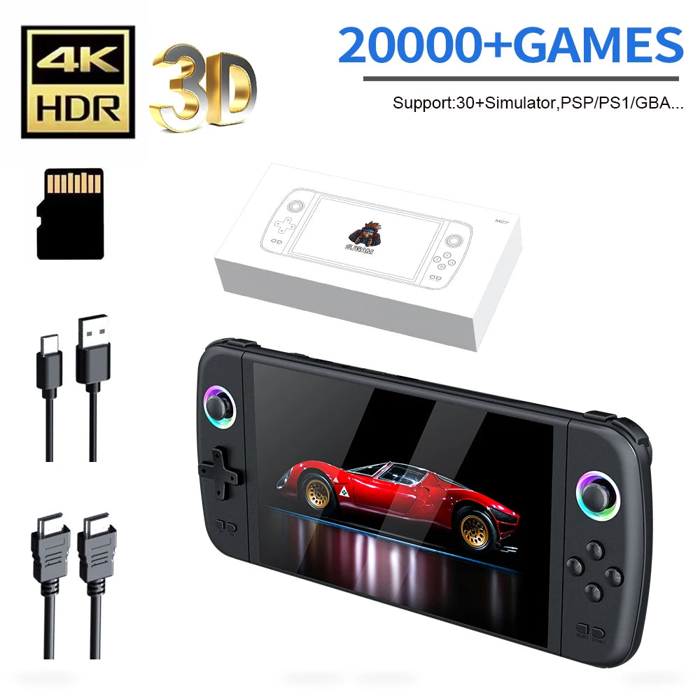7 Inch Big Screen M27 Portable Retro Handheld Game Console 1024x600 Display Linux EmuElec Support Mini HDMI Over 20000 Games 3000mAh Battery Expandable To 256GB