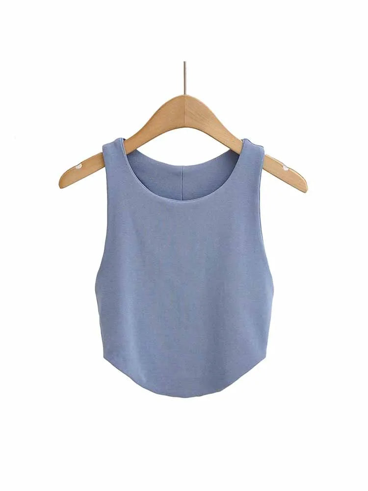 2024 Summer Womens Double Curve Backless Crop Tank Top