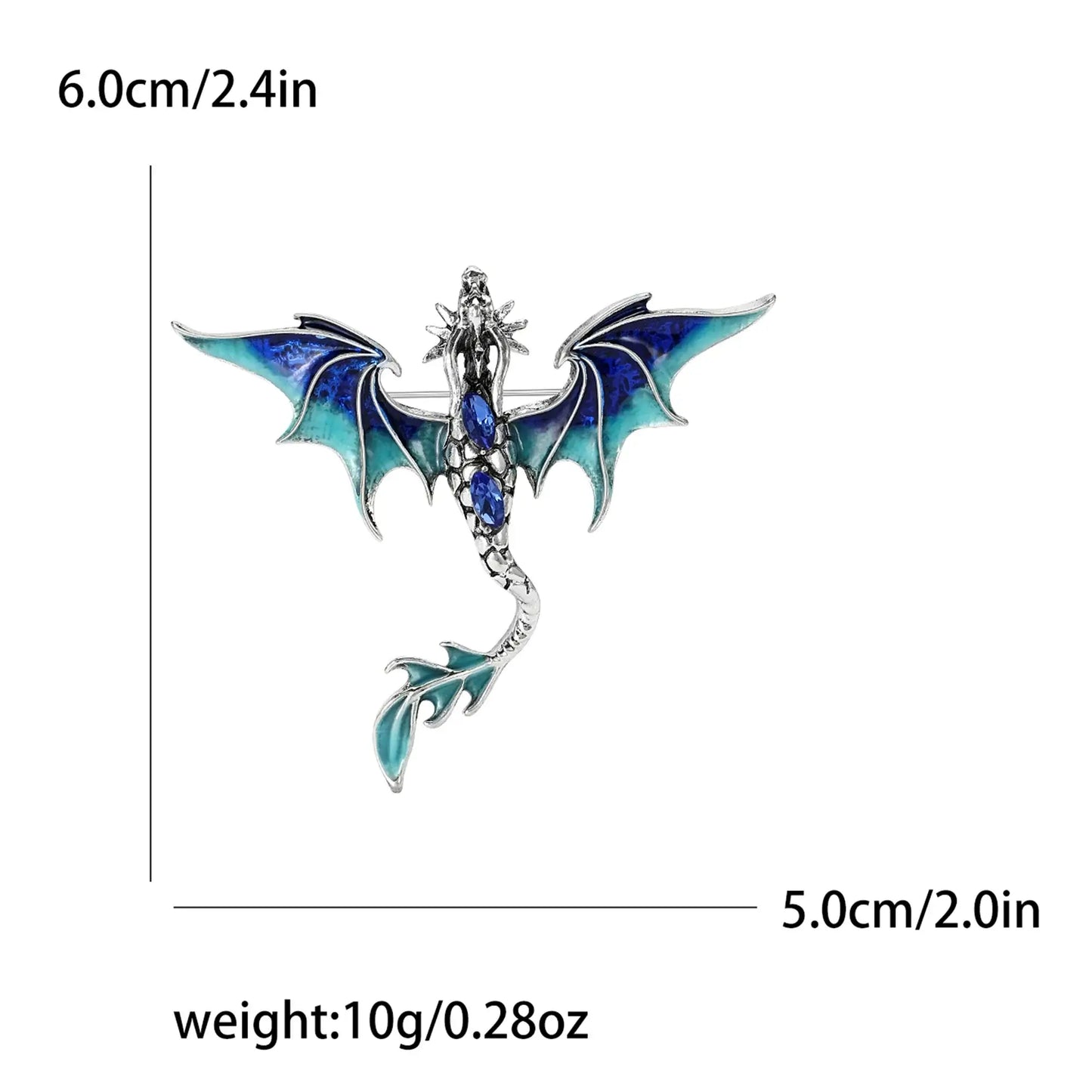 Enamel Dragon Pins for Women Rhinestone Brooch Jewelry Blue4399