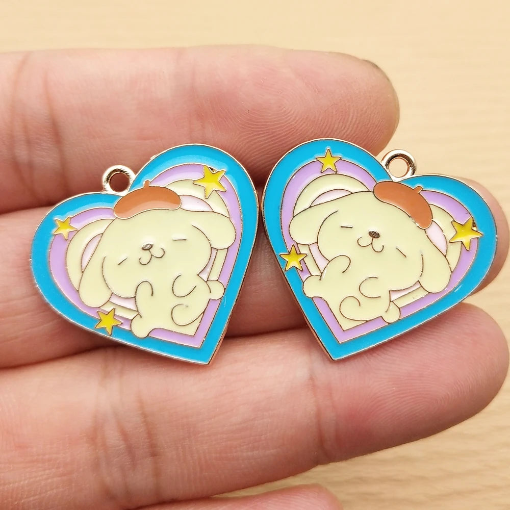 Gold Plated Enamel Anime Cartoon Charms Set for DIY Jewelry Making