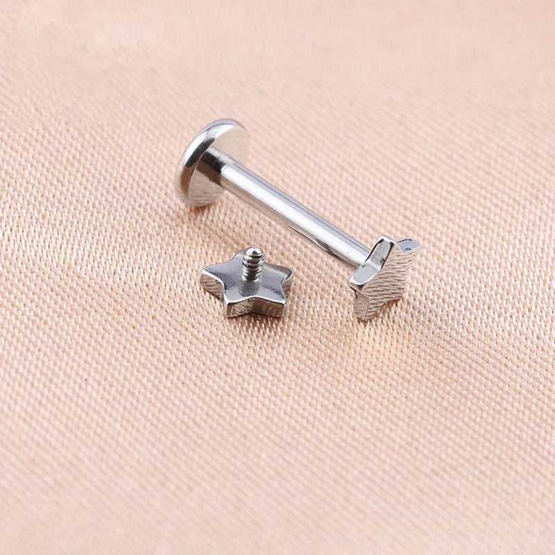 G23 Titanium Stud Earrings with Star Moon Cross Design for Cartilage Piercing Jewelry