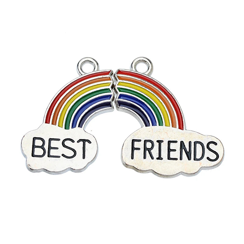 Sweet Heart Rainbow Butterfly Best Friend Charms for DIY Necklace Jewelry Making
