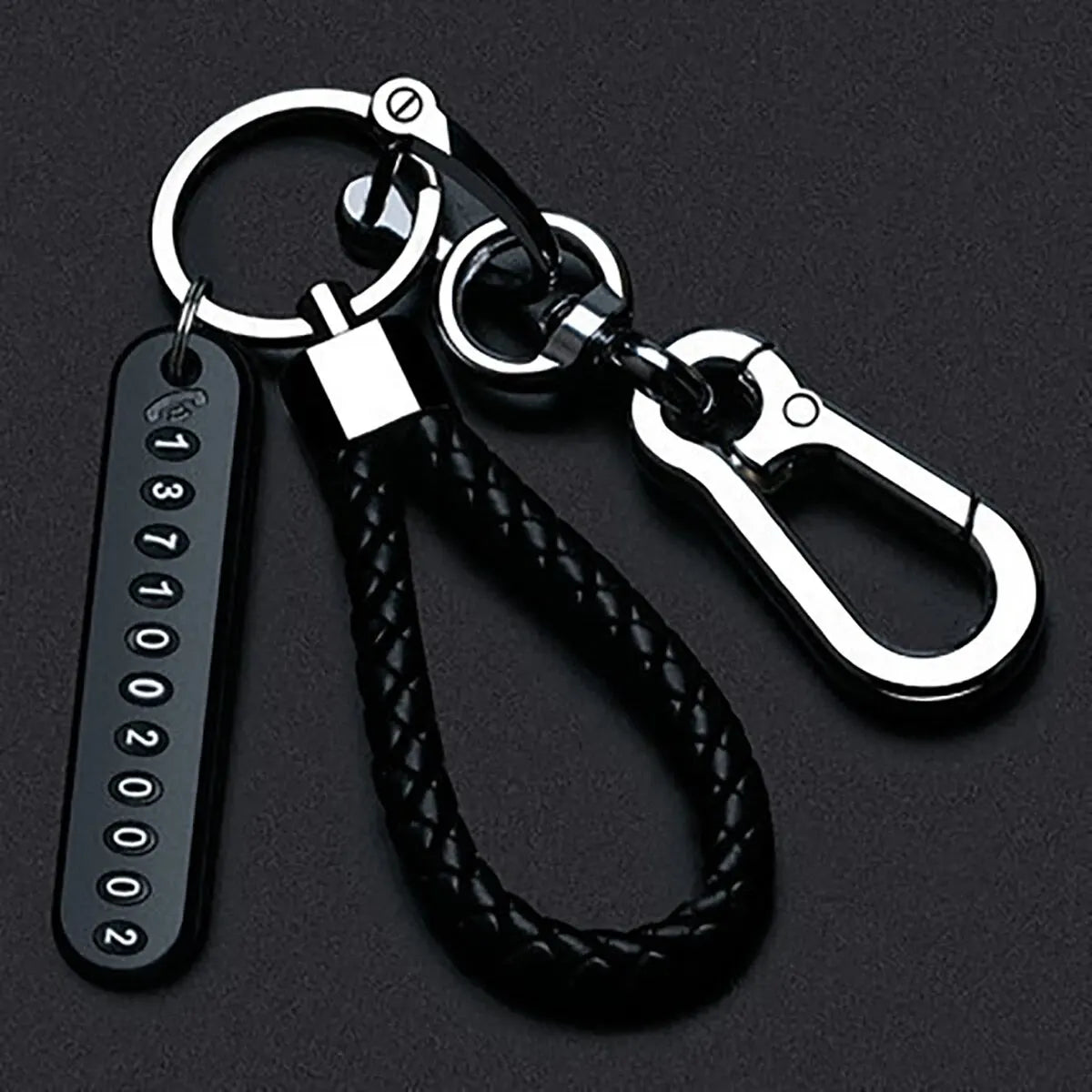 Trendy Men's Woven Leather Keychain with Anti-Lost Pendant