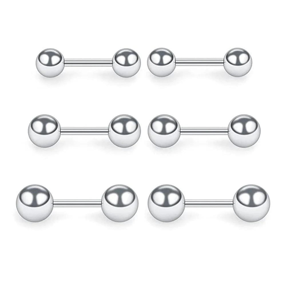 3 Pairs Unisex Stainless Steel Barbell Stud Earrings Minimalist Ball Design for Men and Women