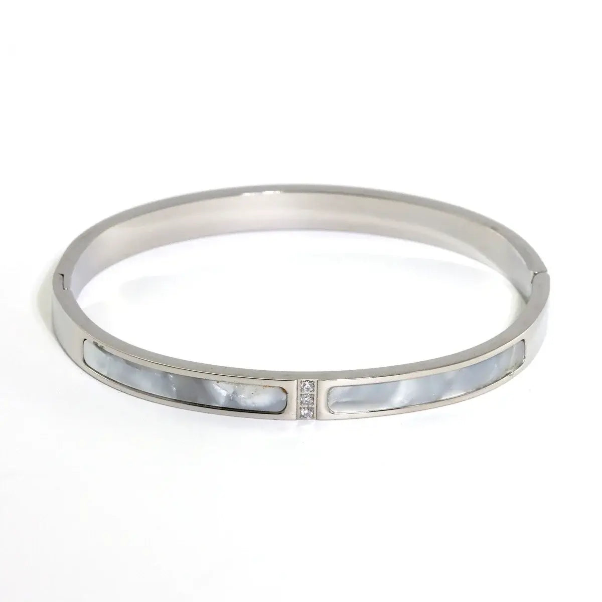 New Waterproof Cubic Zirconia Heart Flower Bangles Jewelry for Women BR8379-Silver CHINA