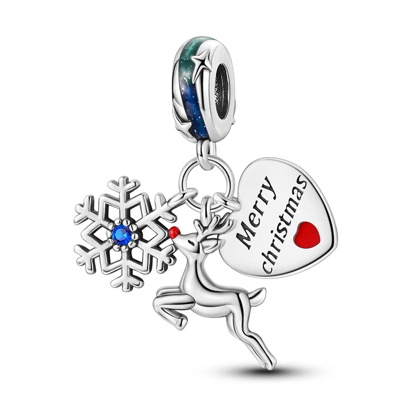Sterling Silver Snowman Charm Beads for Bracelets Jewelry Gift KTC1360