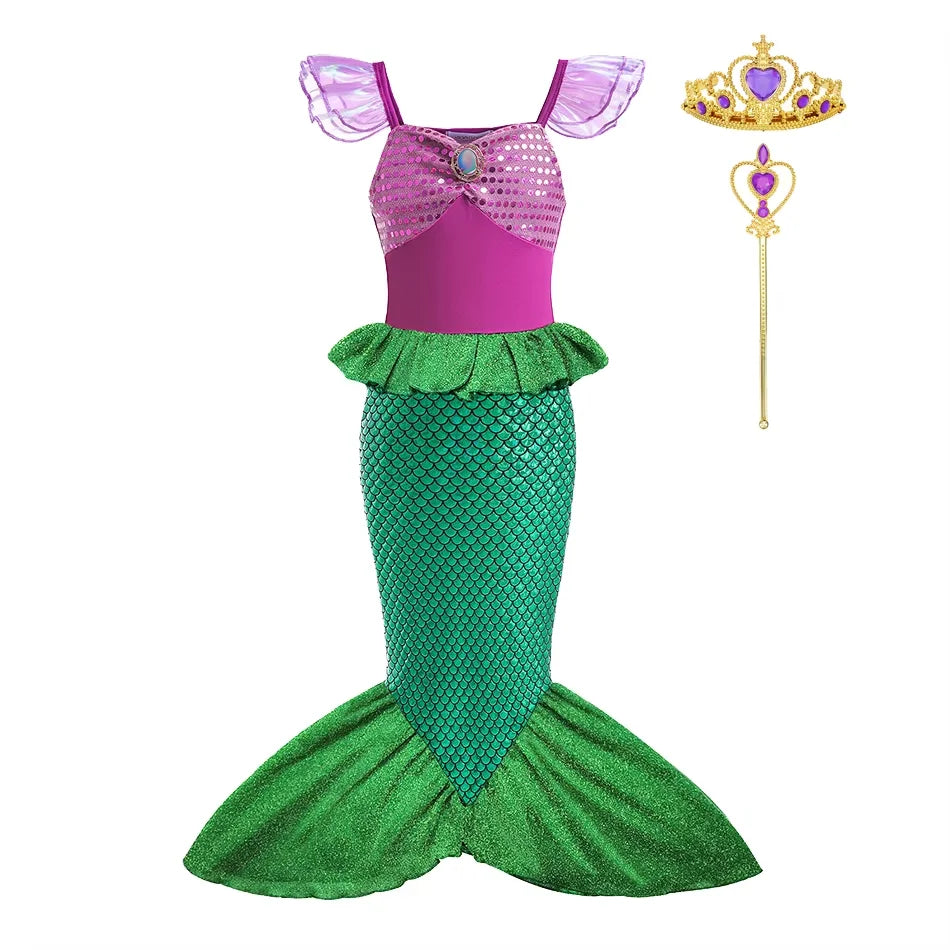 New Girl Dresses Princess Mermaid Cosplay Costume For Girls Dress Sets 01
