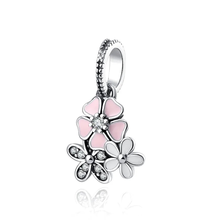 Yinyang Flower Clover Pendant 925 Silver Amulet for Bracelets DIY Jewelry Gift B782