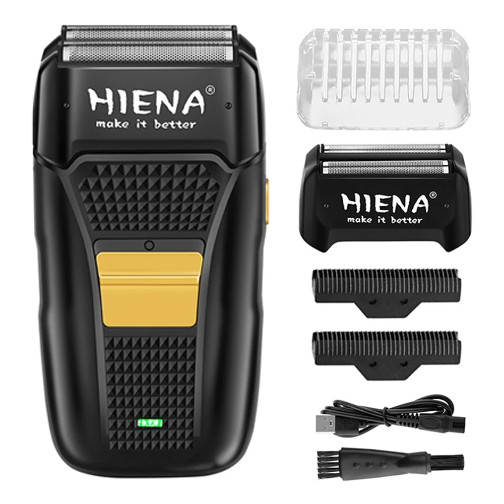 HIENA Pro Electric Shaver for Men Rechargeable Stainless Steel Hair Clipper with Floating Head Wet and Dry Use