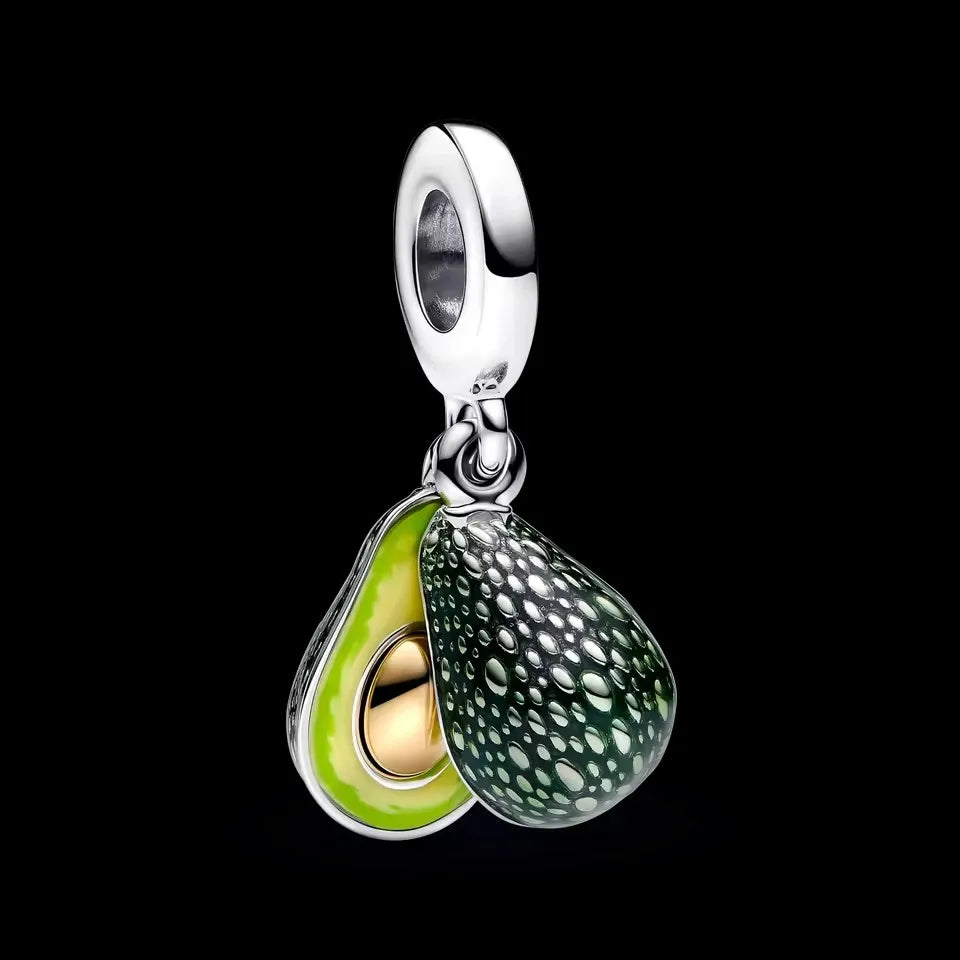 Avocado Double Dangle 925 Silver Heart Eternity Charm