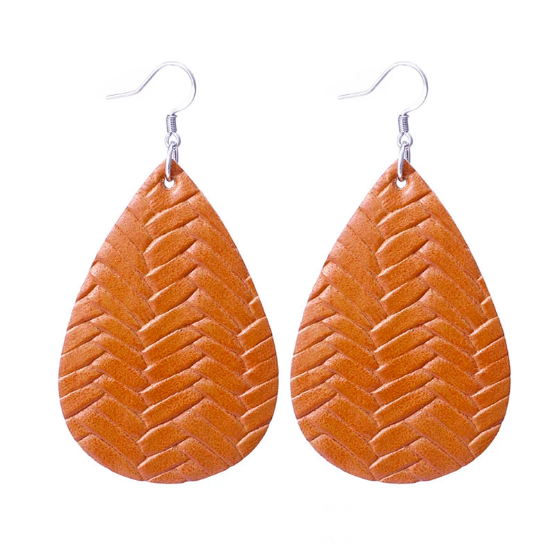 Elegant Faux Leather Teardrop Earrings for Women Lightweight Dangle Fashion Jewelry
