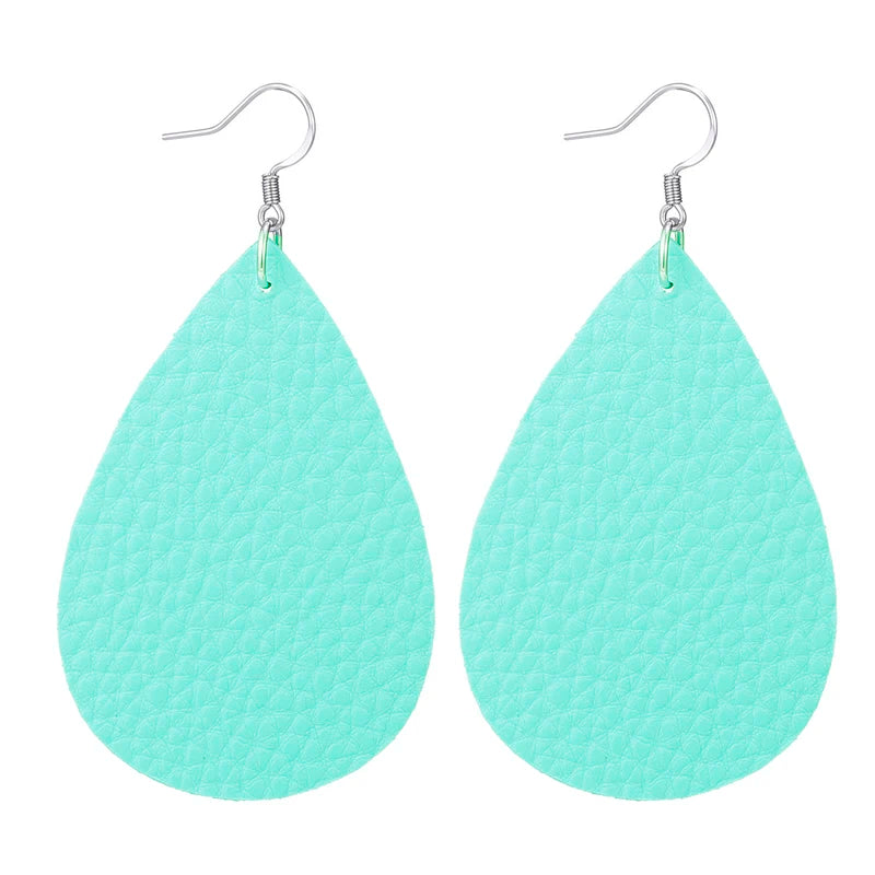 Elegant Faux Leather Teardrop Earrings for Women Lightweight Dangle Fashion Jewelry