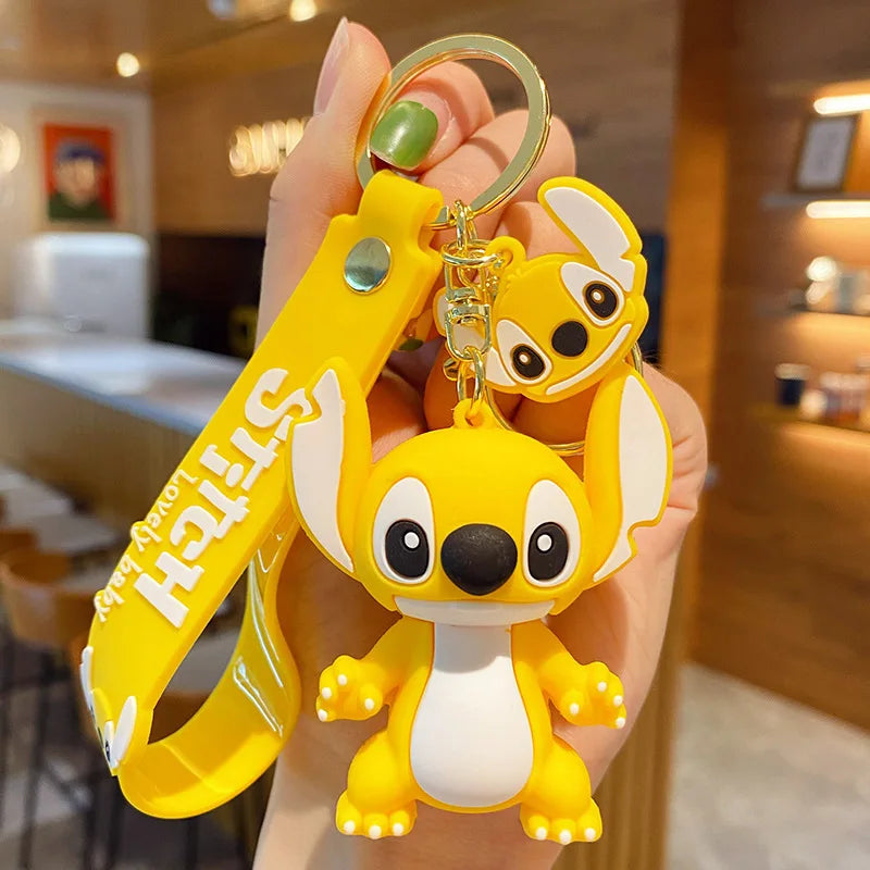 Kawaii Anime Disney Keychain Set Featuring Mickey Mouse, Minnie, Lilo & Stitch