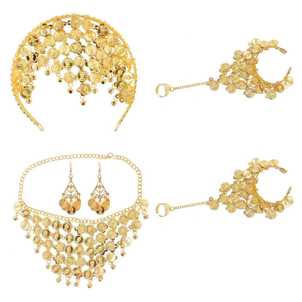 Indian Dance Jewelry Set Necklace Earrings Bangle Hairband