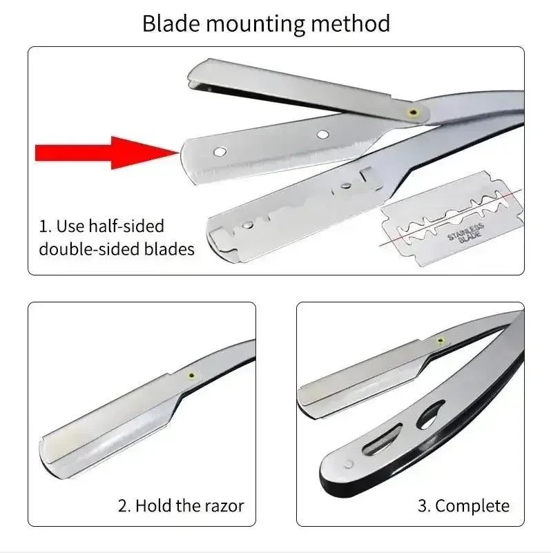 Men Professional Barber Razor Manual Shaver Stainless Steel