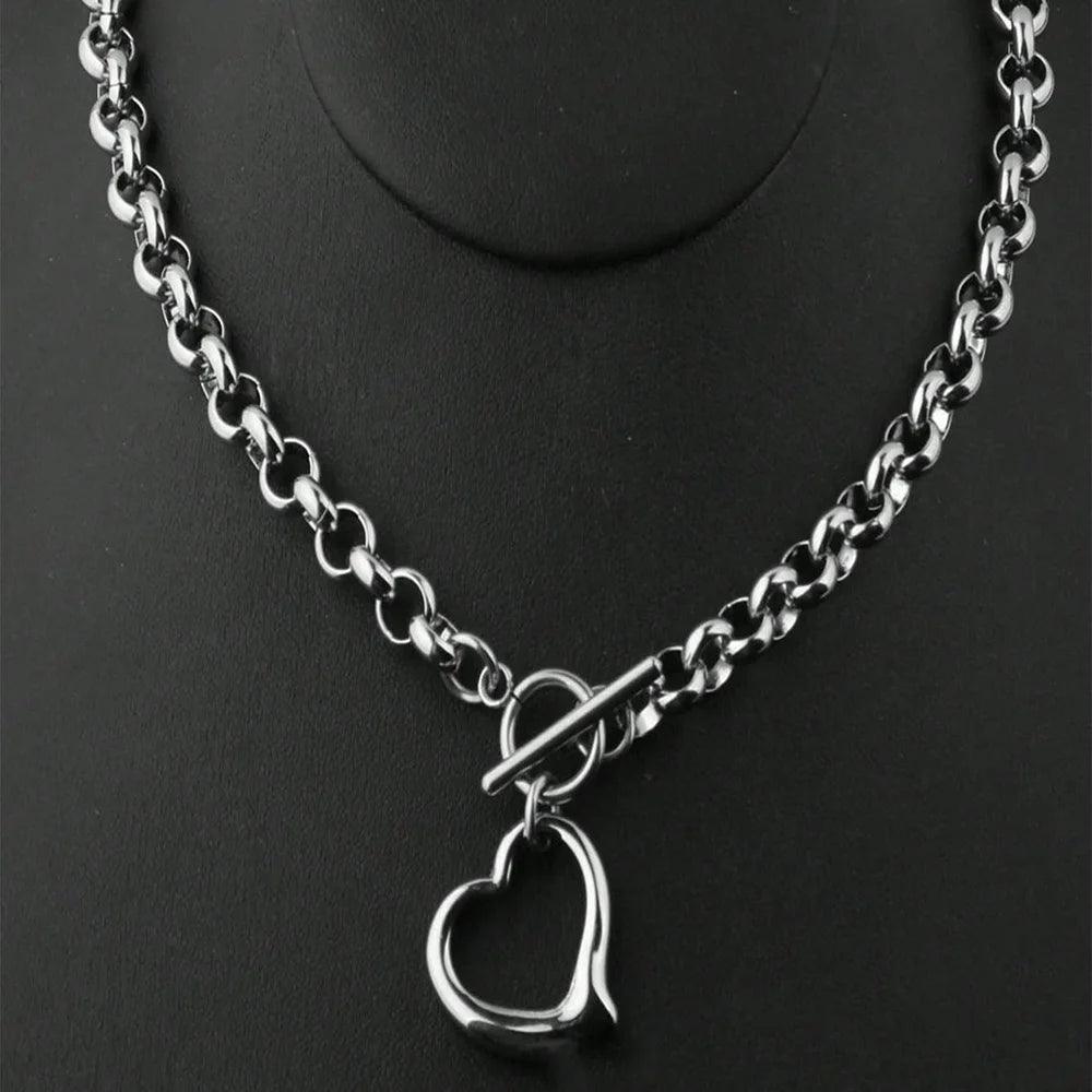 DOTIFI Exquisite Love Fashion Stainless Steel Jewelry Set with Necklace Earrings and Bracelet for Women Party Favors