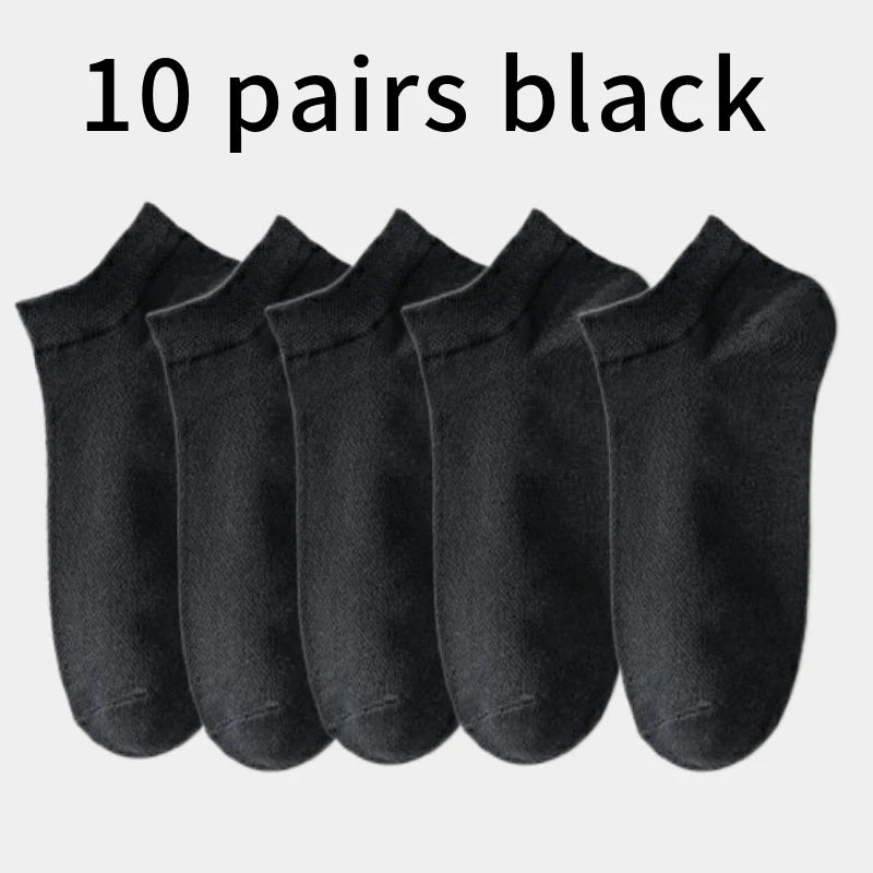 Men's Breathable Cotton Ankle Socks Comfortable Summer Low Cut Casual Socks 10 Pack