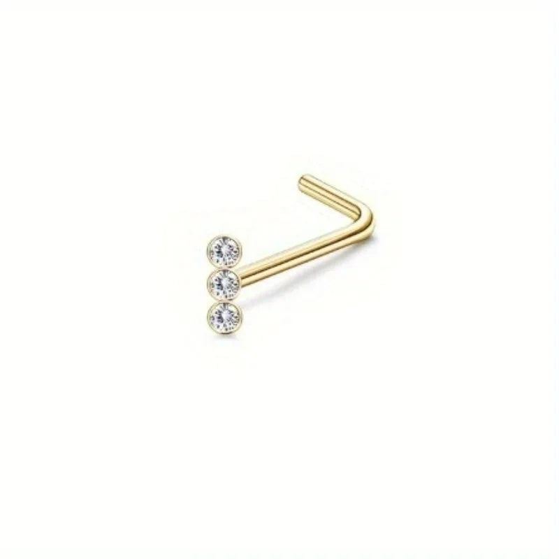 Bobisty Surgical Steel L Shaped Nose Ring Set Hypoallergenic Fashion Jewelry for Men and Women