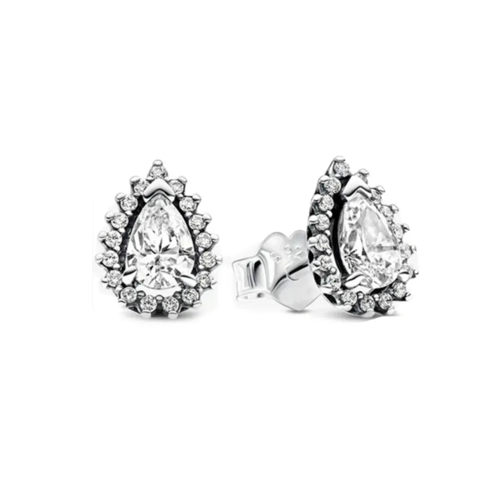 Hot Selling 925 Silver Square Leaf Sun and Moon Shaped Earrings Perfect Gift for European Women P1948