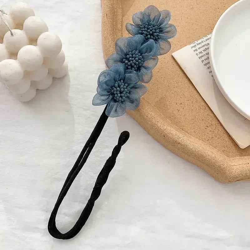 Elegant Pearl Flower Bun Maker Korean Lazy Hair Curlers for Effortless Styling