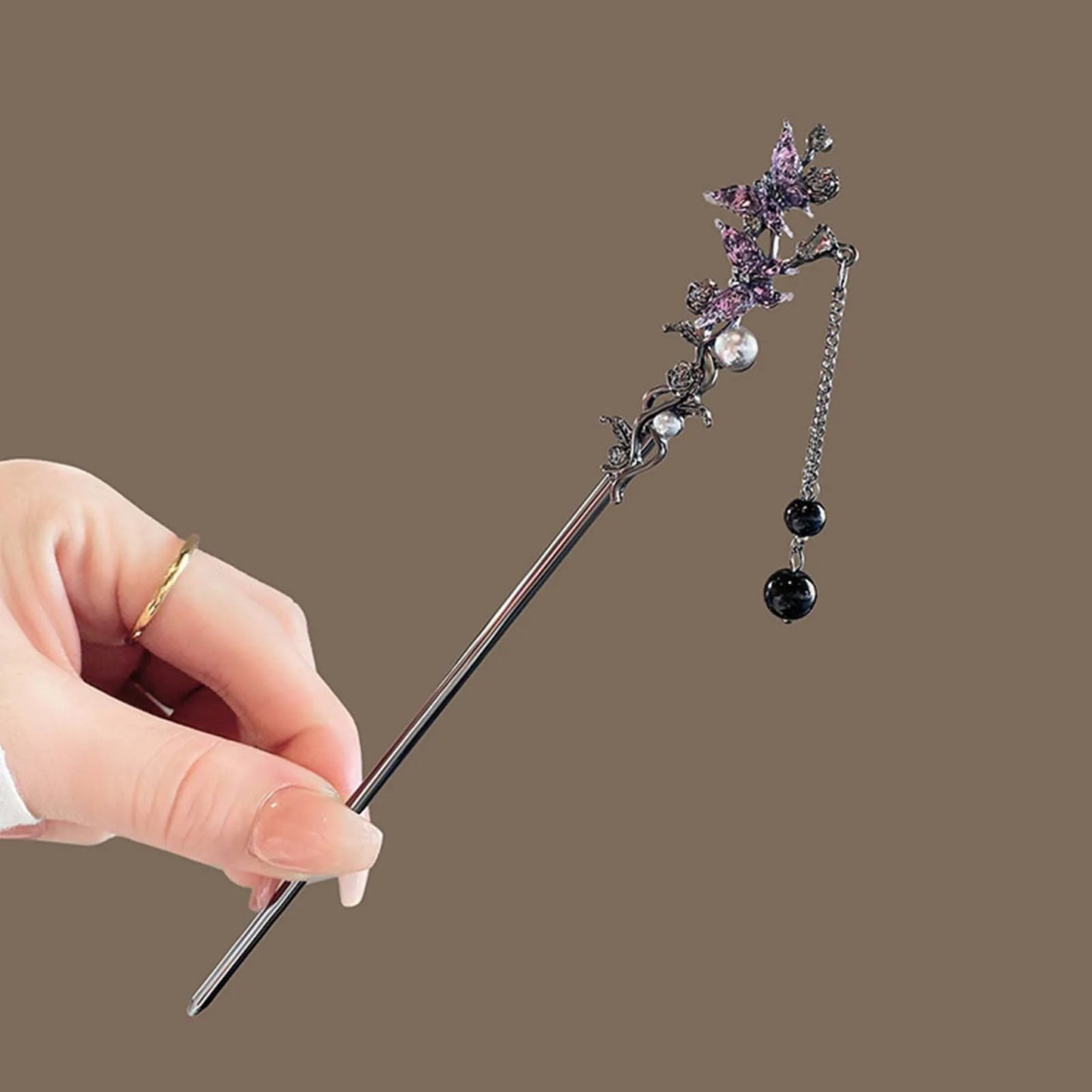 Elegant Floral Metal Hairpin Set for Women - Modern Chinese Hanfu Hair Accessories