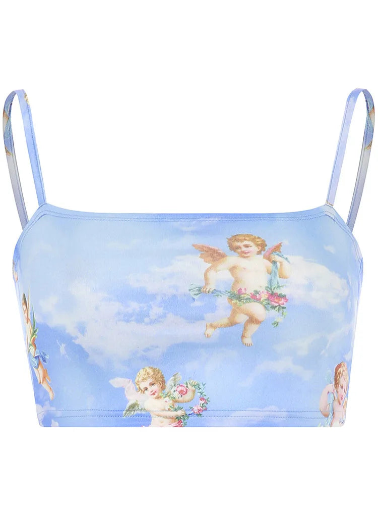 2025 Women Angel Of Cupid Camisole Cold Shoulder Top