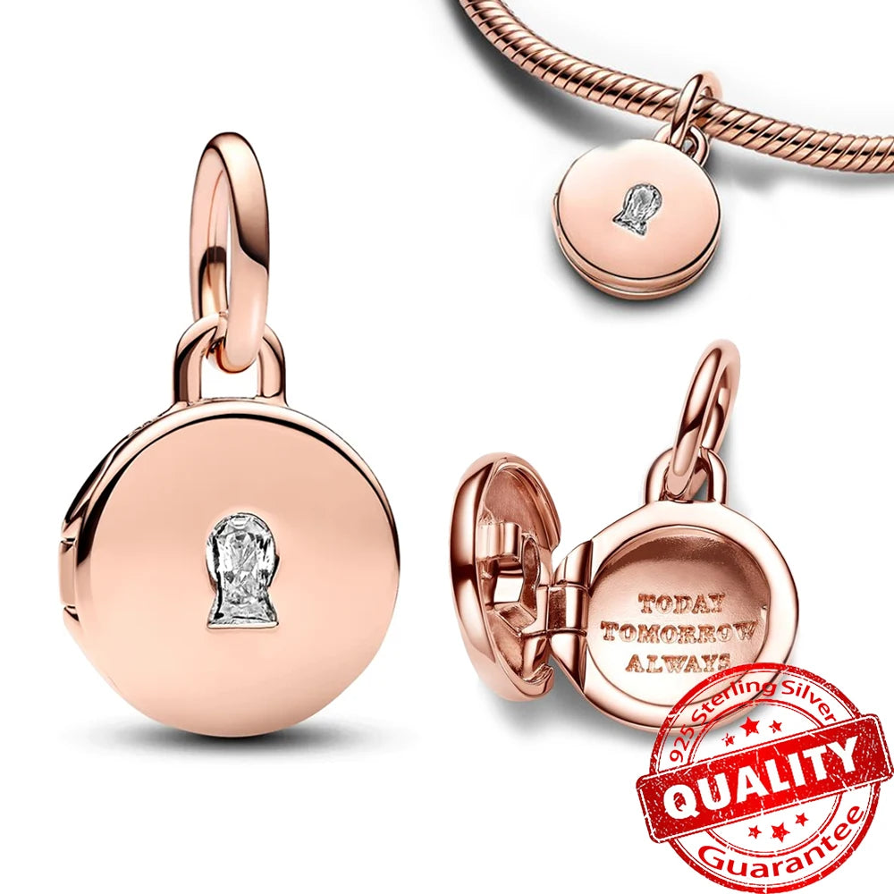Elegant 925 Sterling Silver Pearl Heart Key Pendant for Bracelets and Necklaces FCC328-RO