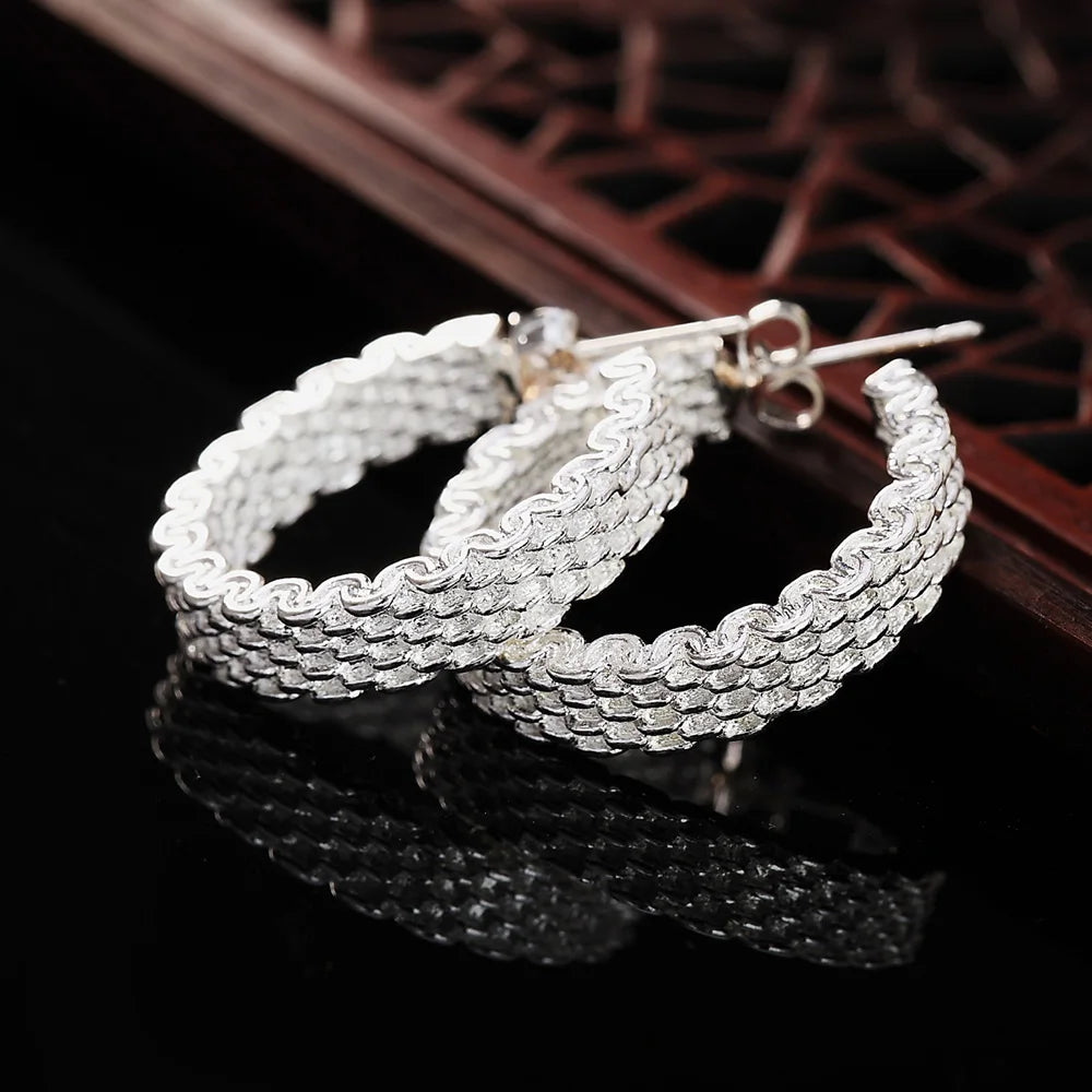 925 Sterling Silver Charm Stud Earrings For Women Party