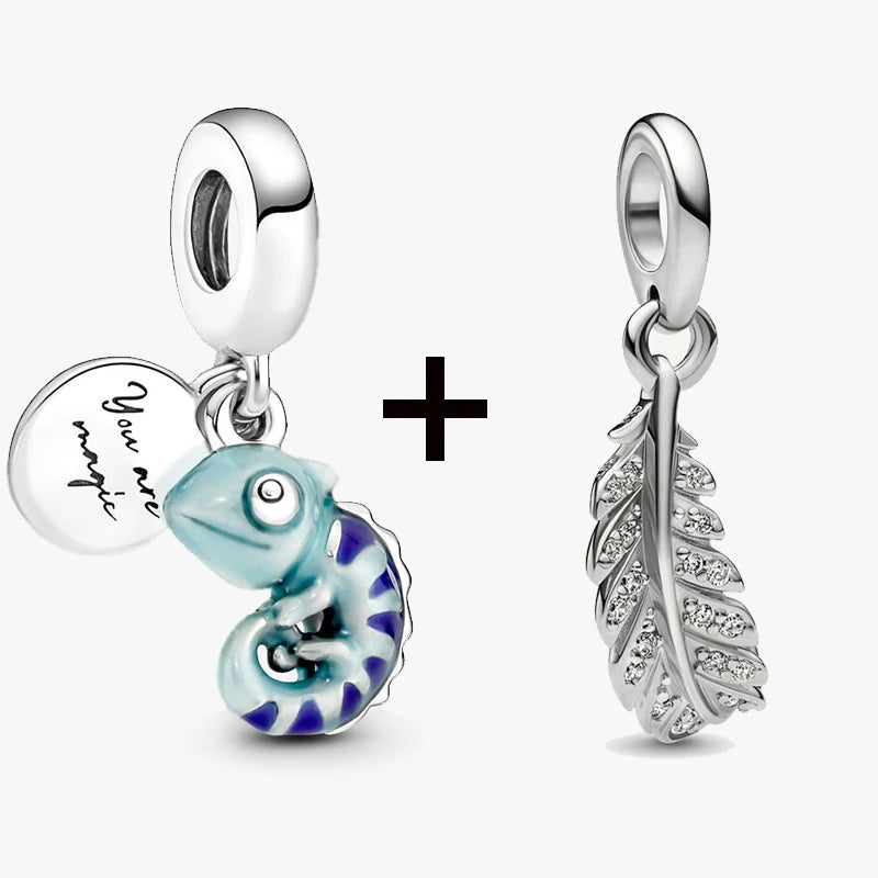Chameleon and Turtle Pendant Beads for Charm Bracelets Jewelry Gift BD22