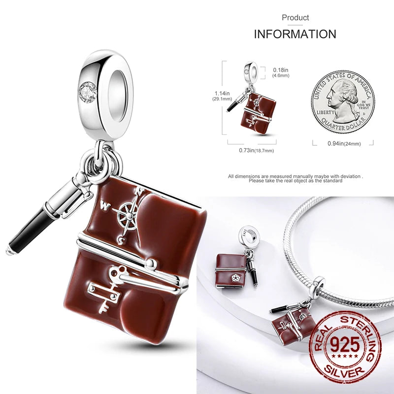 Elegant 925 Sterling Silver School Charm Beads for DIY Bracelet Jewelry